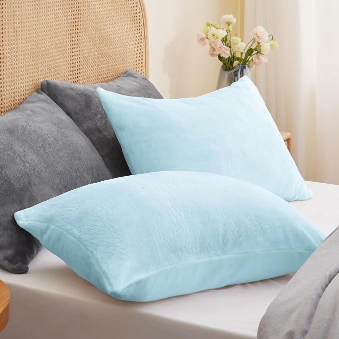 BEDELITE Flannel Pillow Cases Queen Size Set of 2, Super Soft Fleece Pillowcases - Image 2