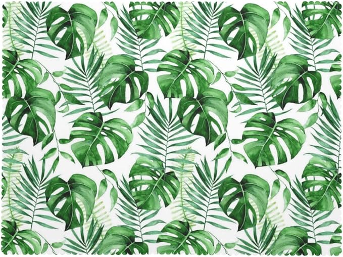 Tropical Palm Leaves Tablecloth Green Monstera Leaf Watercolor Herbs Table - Image 7