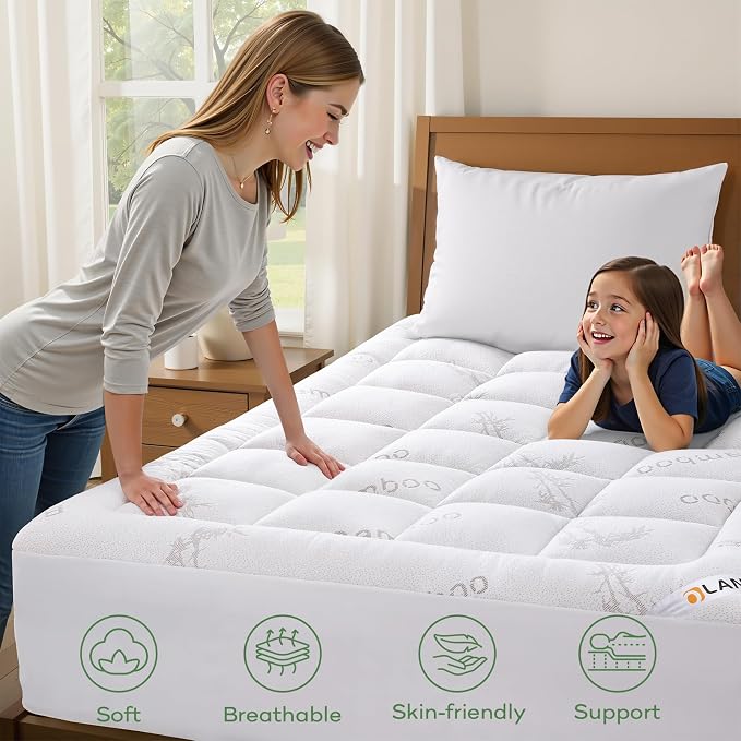 OLANLY Full Mattress Topper – Viscose Made from Bamboo, Cooling Soft Full - Image 8