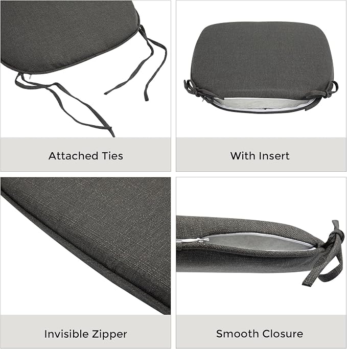 Outdoor Chair Cushions Set of 2, Patio Seat Cushion 17"x16"x2", U-Shaped Dining - Image 5