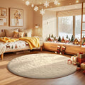 Ophanie Round Rug 4Ft Ivory Circle Area Rug, Aesthetic Christmas Room Decor by Ophanie
