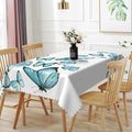 60x84inches Blue Butterfly Rectangle Table Cloth Nature Butterflies White by TTQYFNM