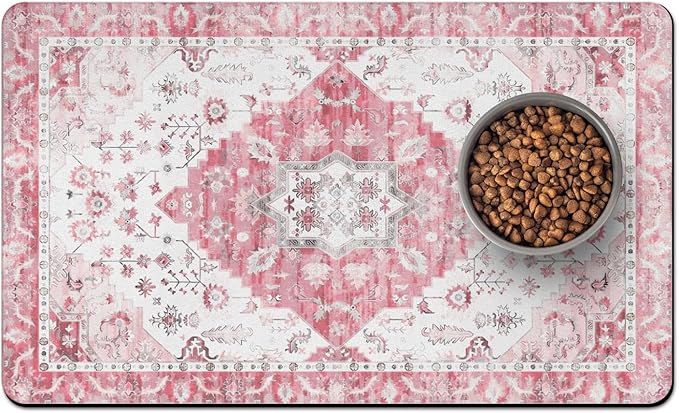 Pet Food Mats for Floor, Absorbent Dog Mat for Food and Water Dispenser Mat by Unknown