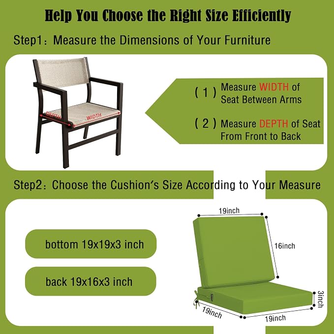 idee-home Outdoor Cushions for Patio Furniture, Outdoor Seat Cushion, - Image 6