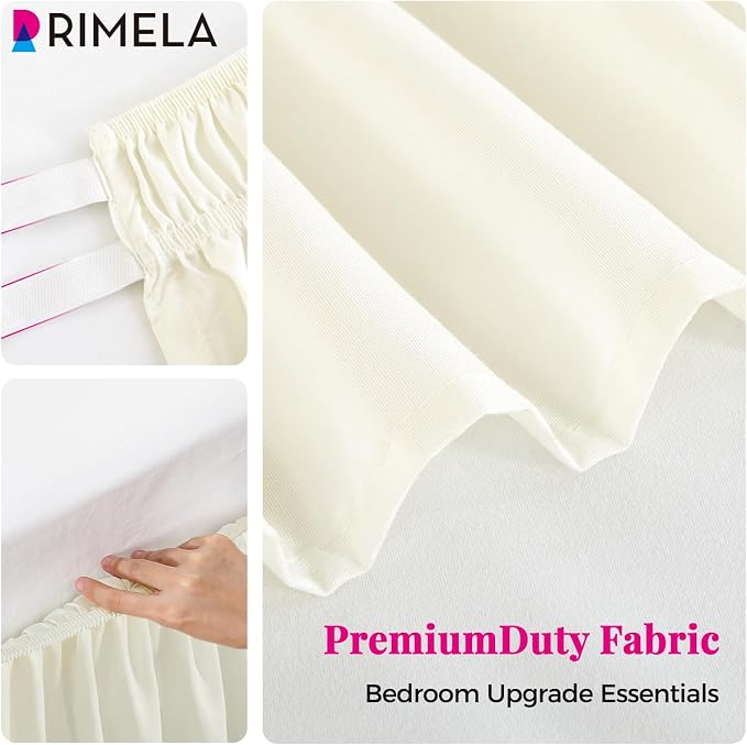 RIMELA Cream Bed Skirt Queen Size 15 Inch Drop, Elastic Bed Skirting - Image 8
