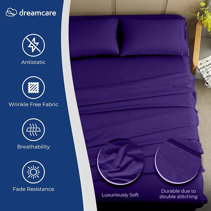 DREAMCARE California King Sheet Sets – 4 pcs Cooling Sheets – up to 21” Deep - Image 2