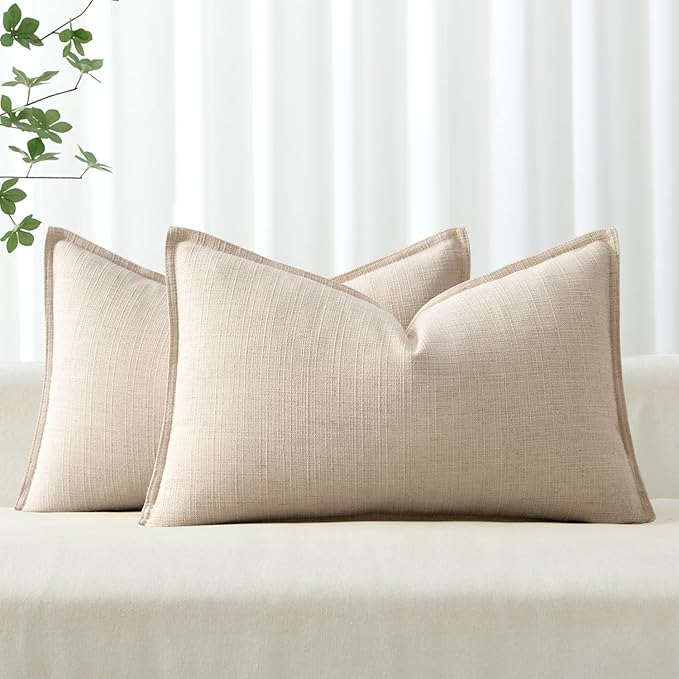 MIULEE Decorative Lumbar Throw Pillow Cover 12x20, 2 Pack Boho Farmhouse by MIULEE