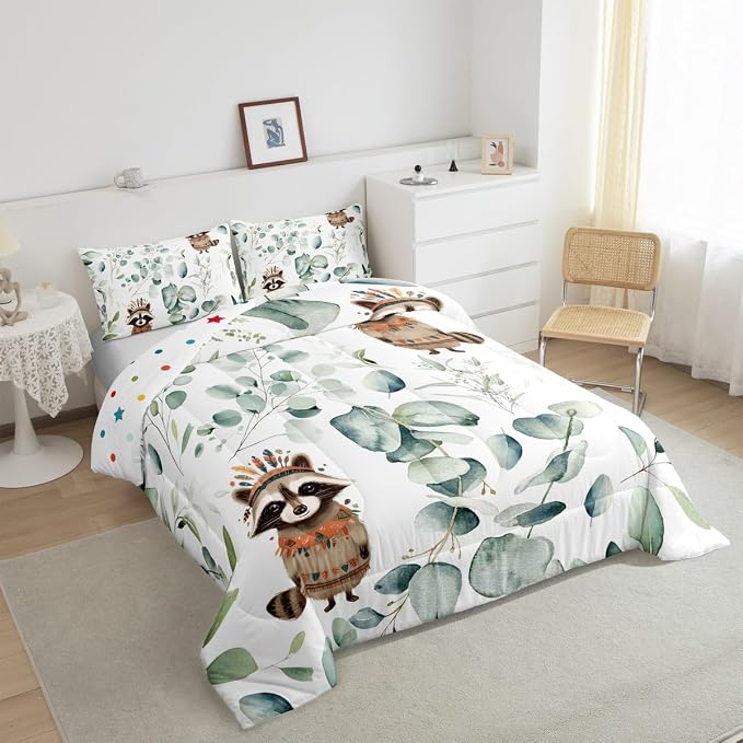 Erosebridal Cute Raccoon Twin Size Comforter Set - Image 5