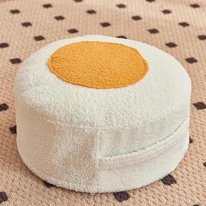Round Pouf Ottoman Foot Rest, Stuffed Floor Pouf Foot Stool by Unknown