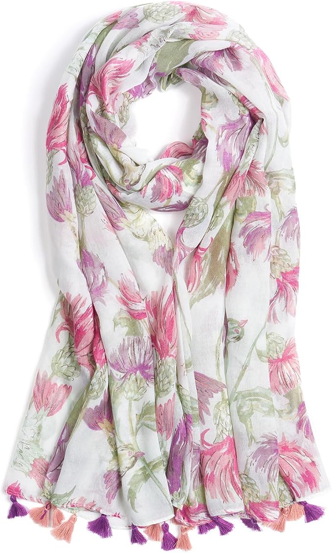 Scarf for Women Lightweight Soft Floral Leopard Printed Scarves Fall Winter by QIUTIMIY
