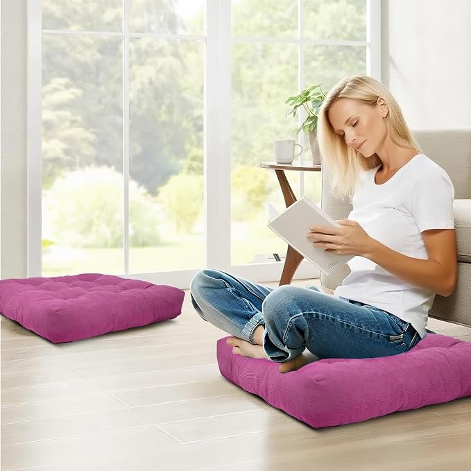 Meditation Floor Pillow Set of 2, Square Large Pillows Seating - Image 3