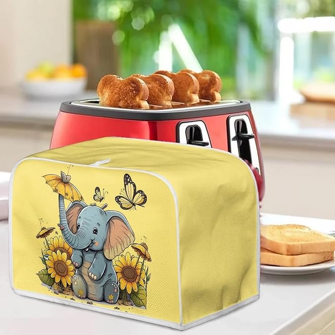 ZFRXIGN Elephant Sunflower Toaster Cover 4 Slice Small Appliance Covers Kitchen - Image 3