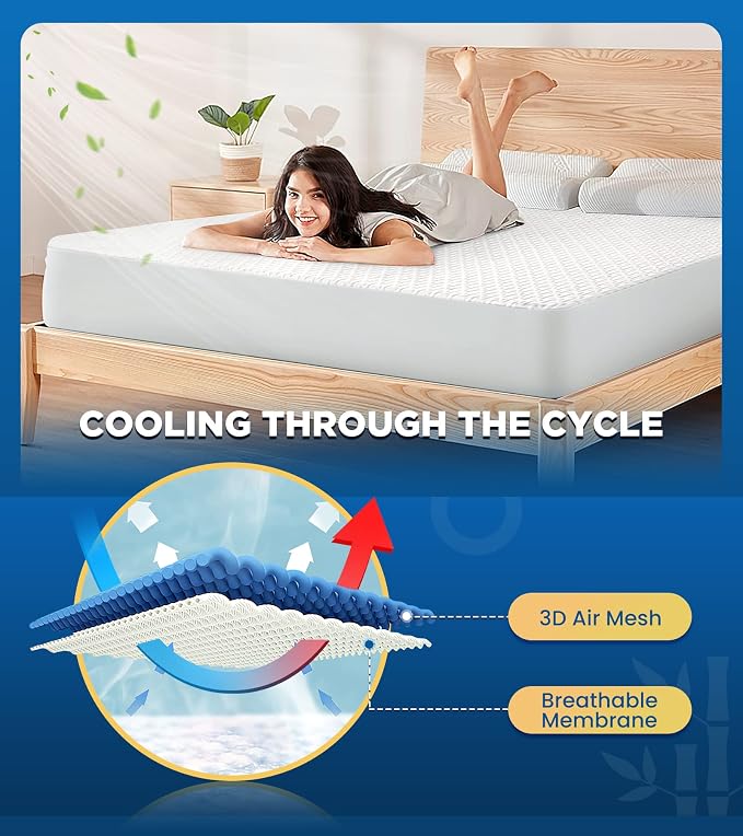 Premium 100% Waterproof Twin Mattress Protector Breathable Cooling 3D Air - Image 4