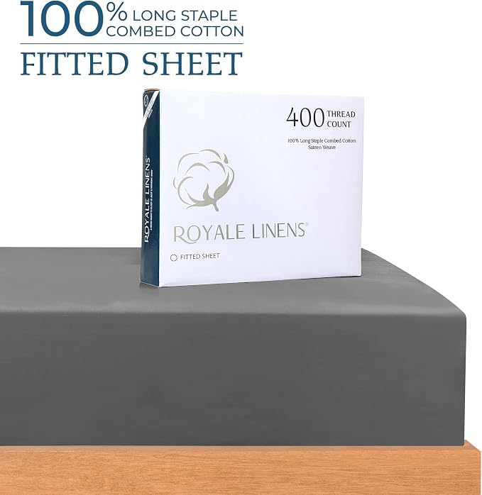 Royale Linens 400 Thread Count 100% American Grown Cotton Fitted Sheet Twin Size - Image 2