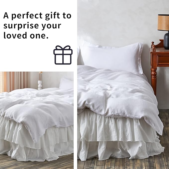 BISELINA White Ruffled Bed Skirt 18-Inch Tailored Drop Cotton Voile Dust Ruffle - Image 5