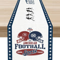 Rugby Table Runner, Retro Blue Seasonal Rugby Boy Football Game Day Touch Down by Unknown