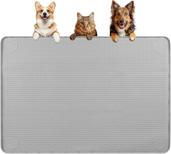 Dog Food Mat, Extra Large 40" x 28" Silicone Pet Feeding Mat by Bartuke