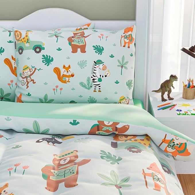 SANDJEST Jungle Animal Comforter Set Full Size 98x86in - Image 4