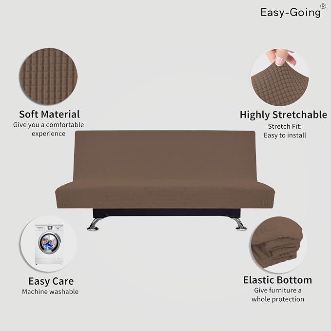 Easy-Going Stretch Futon Slipcover Armless Futon Bed Cover Furniture Protector - Image 3