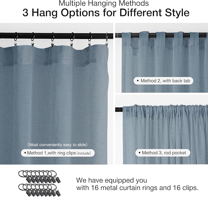 Anmao Natural Linen Curtains for Living Room 80 Inch Length 2 Panels Set - Image 4