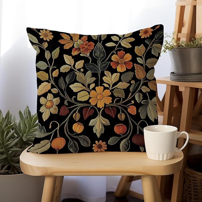 William Morris Abstract Vintage Print Floral Velvet Design Throw Pillow Covers - Image 6