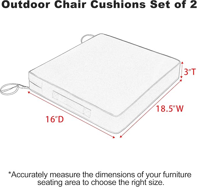 Favoyard Patio Chair Cushions 18.5 x 16 x 3 Inch Waterproof Outdoor Seat - Image 2
