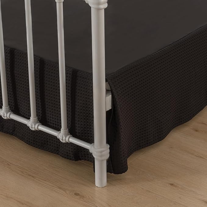 Queen Bed Skirt, Pleated Waffle Weave Bed Skirt by xuandian
