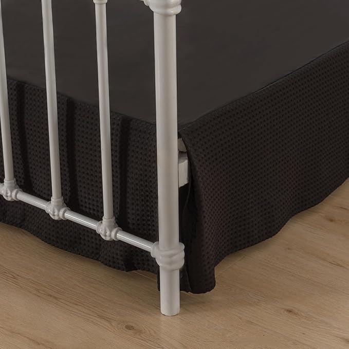 Bed Skirt King Size, Pleated Waffle Weave Bed Skirt by xuandian