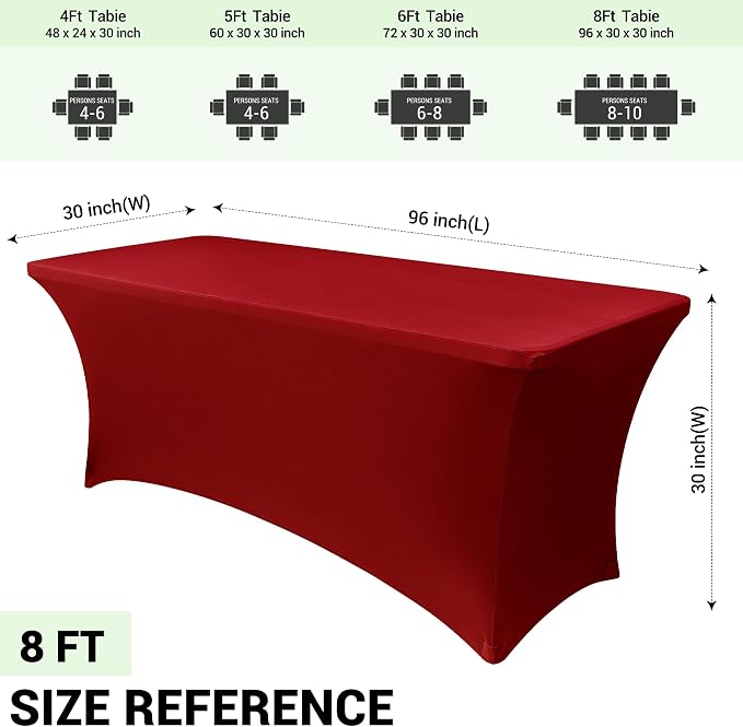 Obstal 6 Pack Stretch Spandex Red Table Covers - Image 4
