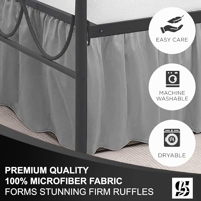 SKY BEDDINGS - Full Size Ruffled Bed Skirt - 12 Inch Drop Dust Ruffle Bed Skirt - Image 6