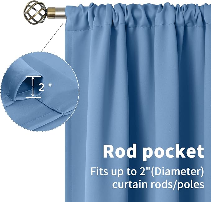 BGment Rod Pocket Blackout Curtains 54 Inch Length - Image 4