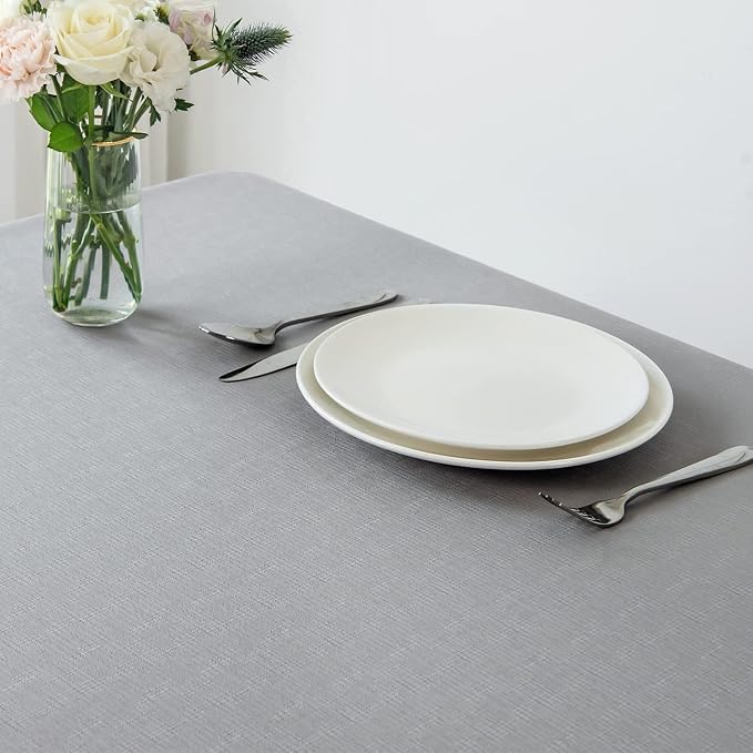 maxmill 2 Pack 52 x 70 Inch Rectangle Slubby Textured Tablecloth Spillproof - Image 4