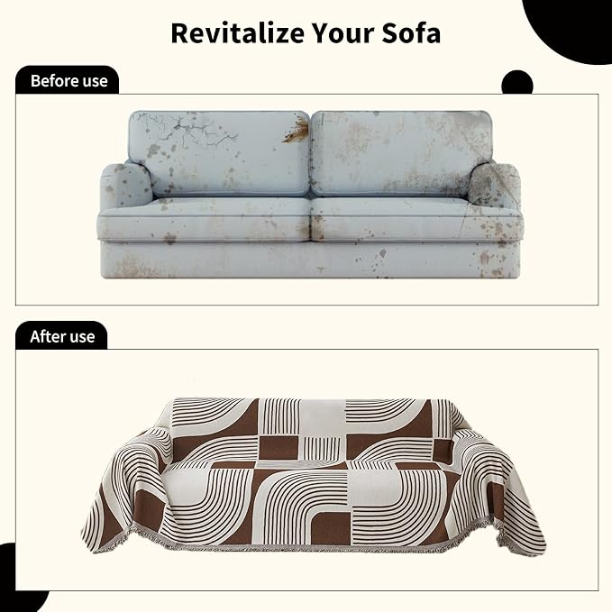 Boho Chenille Couch Cover with Tassels, Bohemian Sofa Cover - Image 6