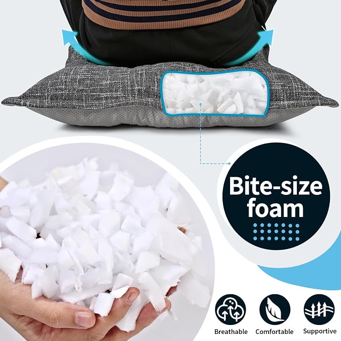 SINSOSSO Large Floor Pillow 22", Thickened Bite-Size Memory Foam Square - Image 6