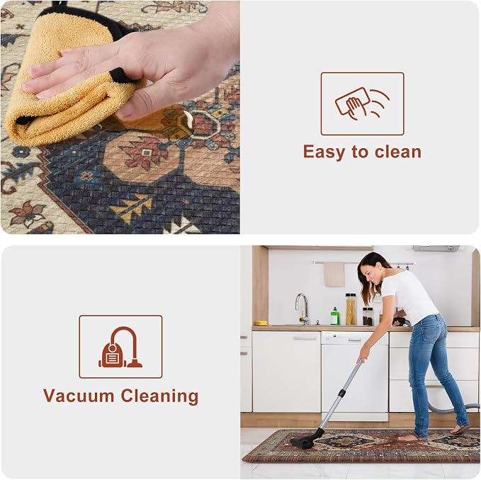 KIMODE Anti Fatigue Kitchen Mats, Boho Distressed Kitchen Rugs 20"x47"+20"x32" - Image 5