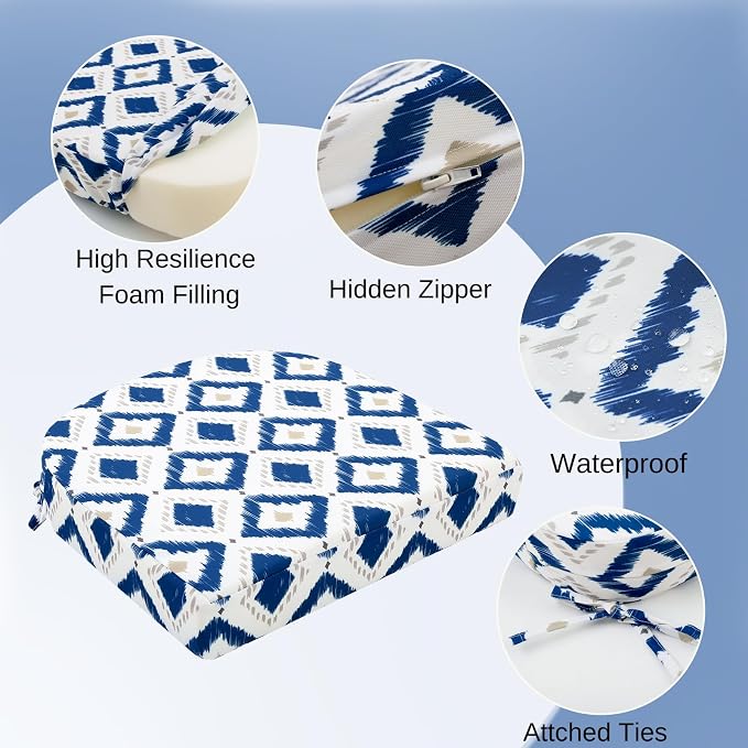 idee-home Outdoor Chair Cushions Set of 2, Thick 17" x 17" x 3" Outdoor Seat - Image 2