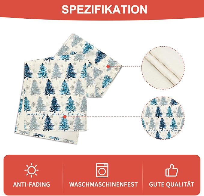 Artoid Mode Xmas Trees Snowflake Christmas Table Runner, Seasonal Winter Blue - Image 5