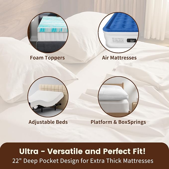 100% Linen Sheet Set Cal King Size Extra Deep Pocket Fits 18-24 Inch Mattress - Image 3