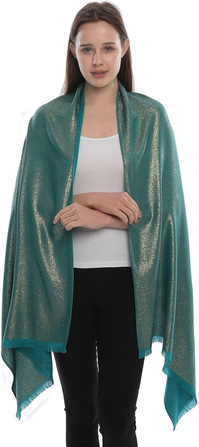 LMVERNA Women's Sparkling Metallic Soft Pashmina Shawls and Wraps Scarf in - Image 5