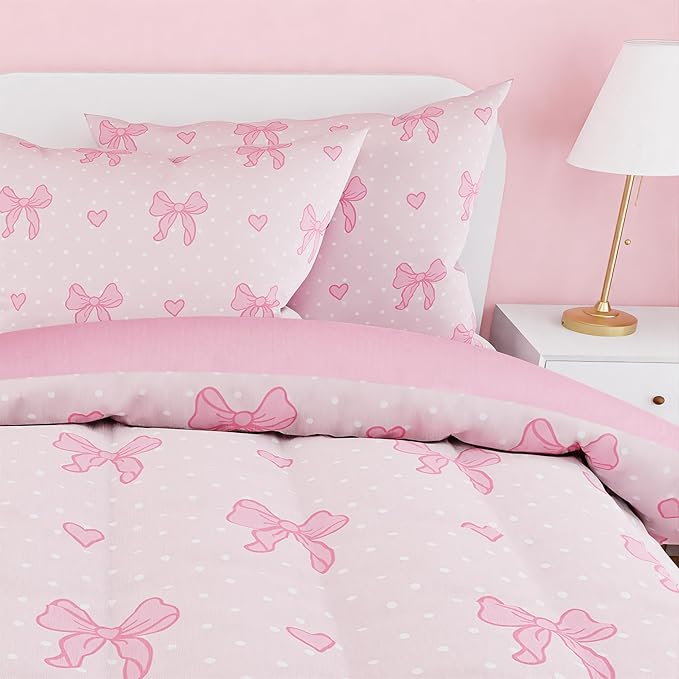SANDJEST Bow Comforter Set Twin Size 68x86in - Image 4