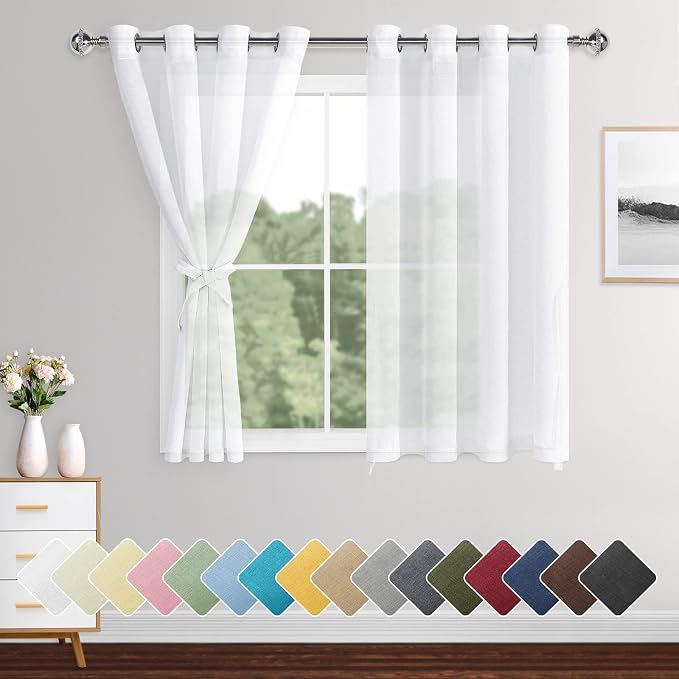 XWZO White Sheer Curtains for Bedroom, Grommet Light Filtering, Airy & by XWZO