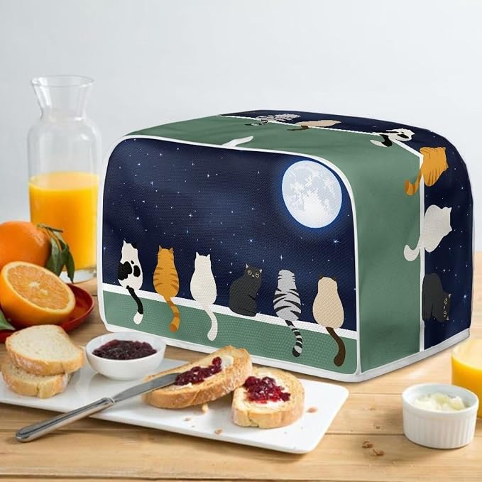 Galaxy Print Oven Protector, Moon Cat 4 Slice Toaster Cover, Anti Dust - Image 5