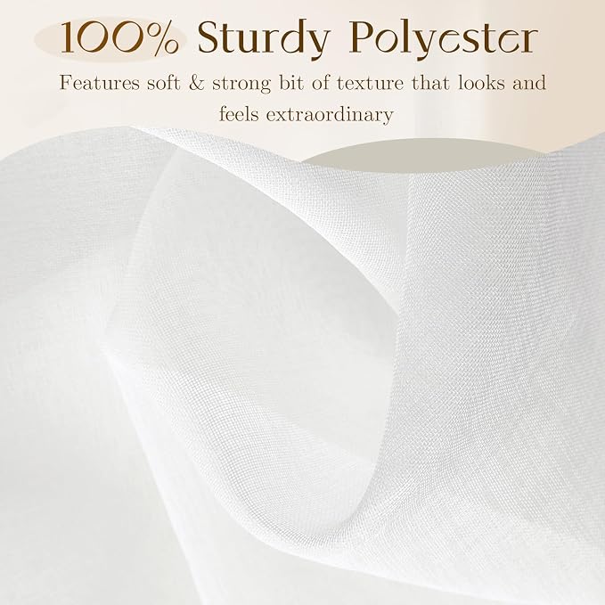 Dreaming Casa White Sheer Curtains 204 Inches Long, Rod Pocket & Back Tab Light - Image 2
