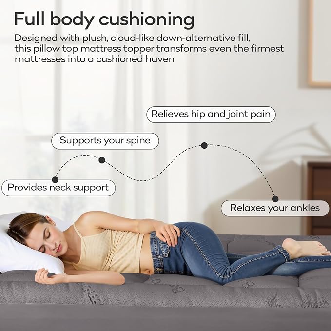 OLANLY King Mattress Topper – Viscose Made from Bamboo, Cooling Soft King - Image 5