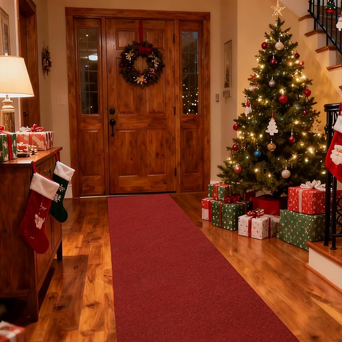 jxgzyy Red Runner Rugs 2'11" x 16'5", Non Slip Entrance Doormat, 0.25” - Image 8
