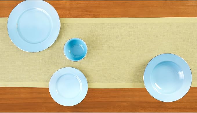 Solino Home Linen Chambray Yellow Table Runner 108 Inches Long - Image 3