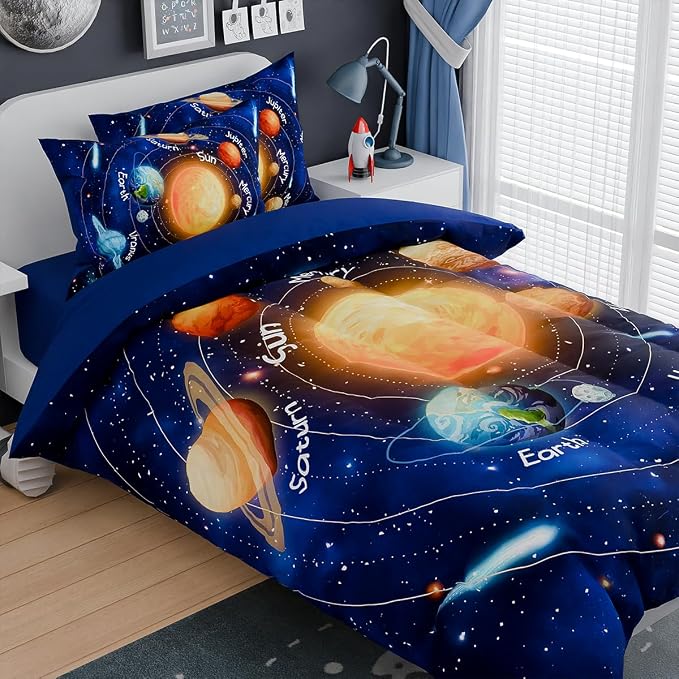 SANDJEST Solar System Comforter Set Full, Ultra Soft Microfiber Bedding Sets - Image 3