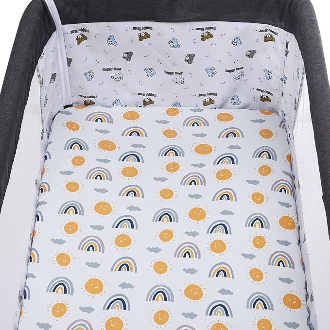 Pack n Play Sheet Stretchy Fitted Portable Mini Crib Sheets Set 3 Pack - Image 4