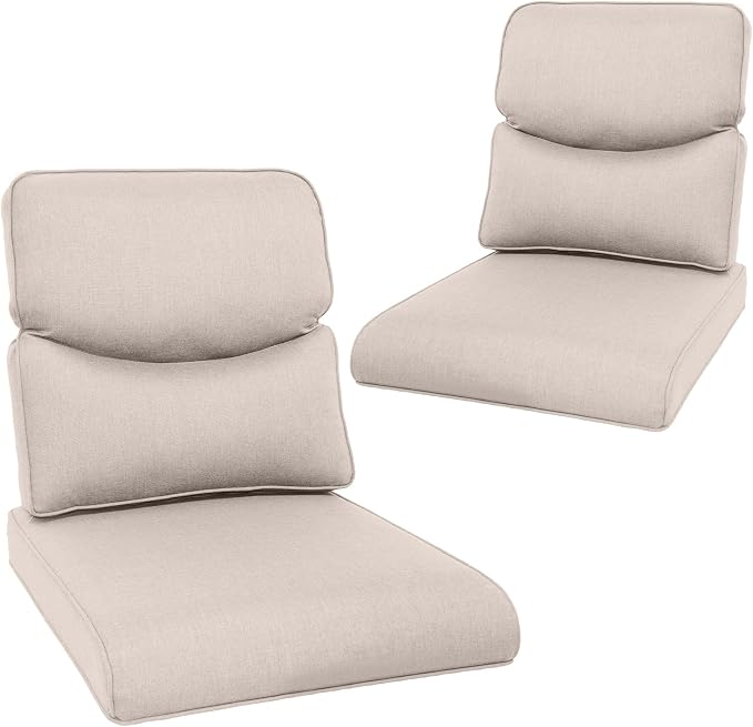 Outdoor Chair Cushions Set of 2-22 x 25 Inch Fade Resistant Patio Chair by NatureComfyOutdoorFurniture