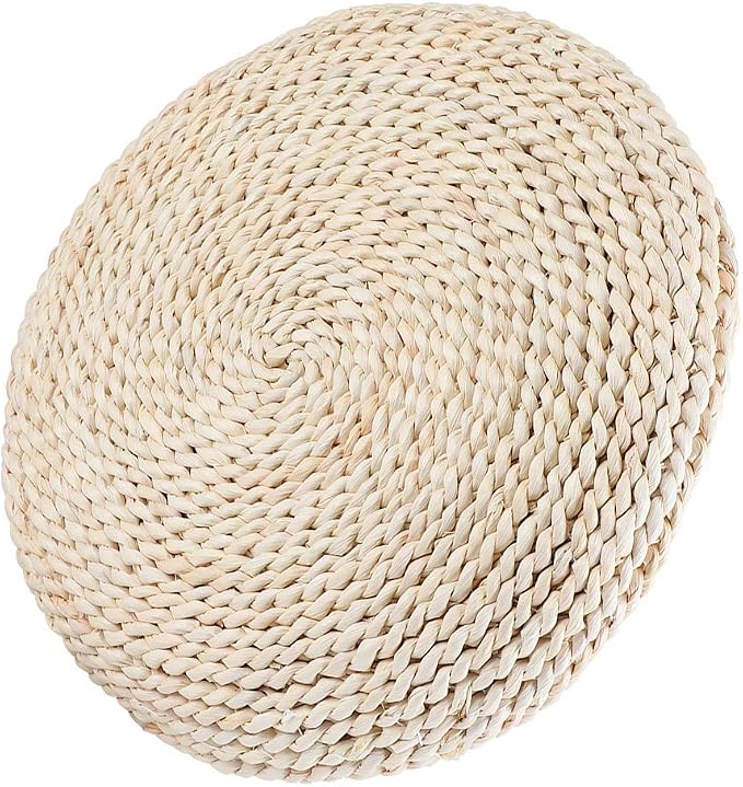 Japanese Round Tatami Hand Woven Floor Cushion, Meditation Yoga Mat, Corn Bran - Image 7